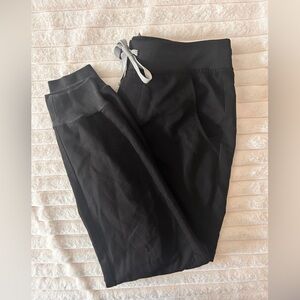Black Jogger Pants with Gray drawstring and matching scrub top